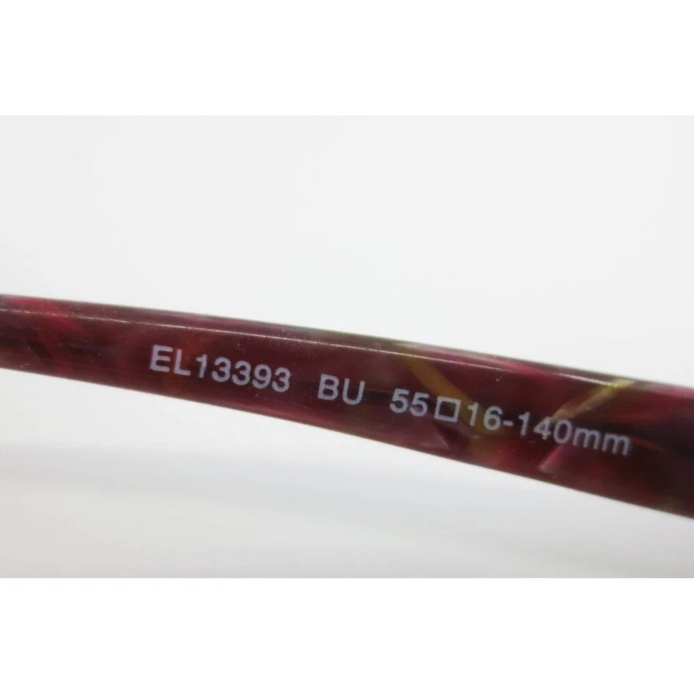 Elle EL13393 BU Burgundy Marbled Rectangular Eyeglass Frames 55-16-140 Designer